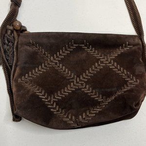 Sharif Shoulder Bag Boho Suede Handbag Brown Hippie Woven Purse